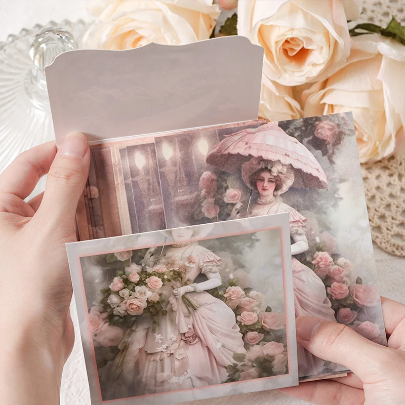 30 ورقة/حزمة ورق زخرفي على طراز اللوحة الزيتية مع أزهار مختلفة، شخصيات، أنماط ملابس، مواد تزيين مذكرات ذاتية الصنع