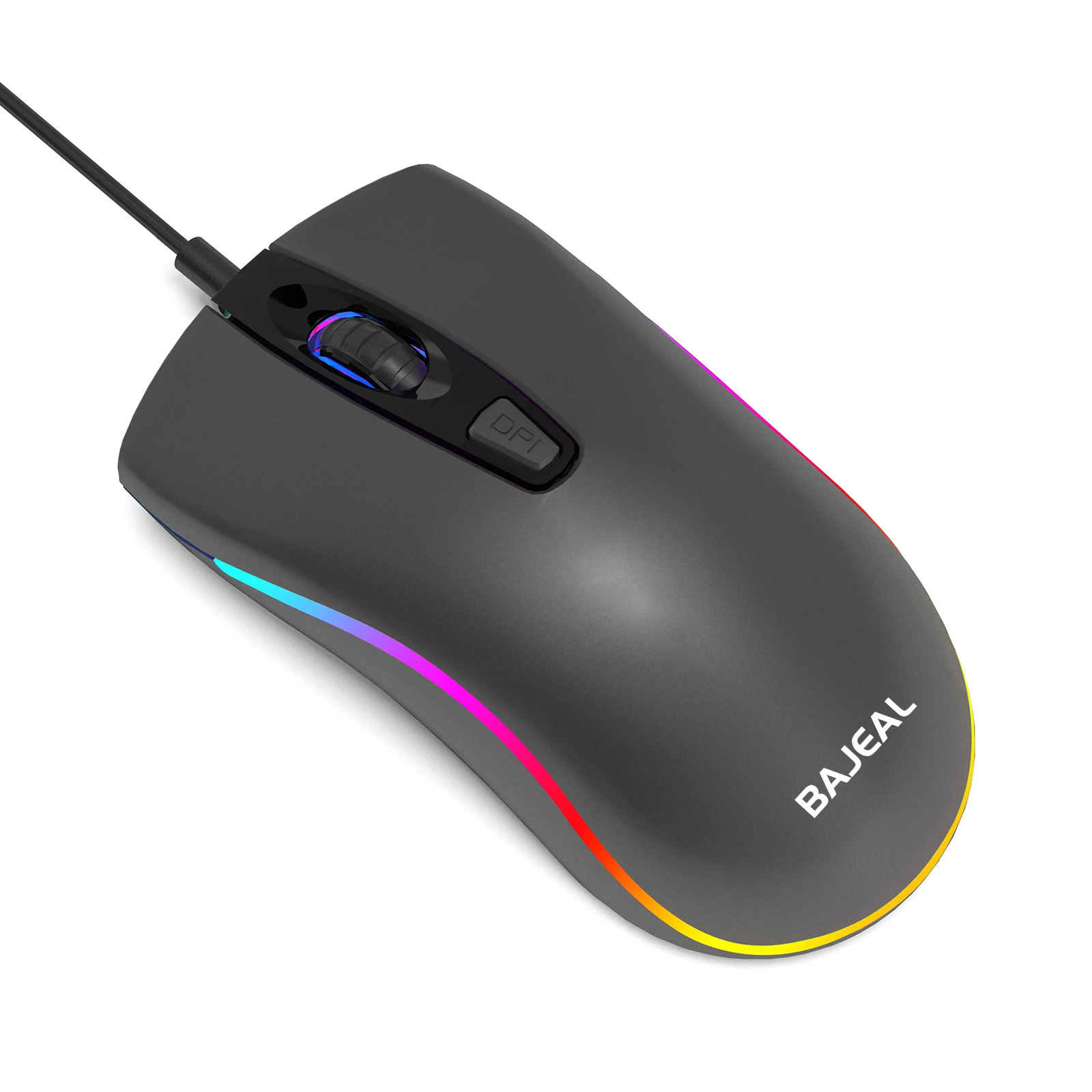 BAJEAL D1 Souris de jeu 4D filaire – Conception ergonomique, éclairage RVB et poignée antidérapante pour PC/ordinateur portable Esports