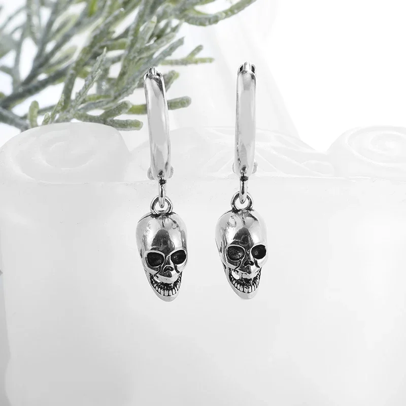 Gothic Ghost Head Skull Hypoallergenic Earrings for Men and Women Alternative Hip-Hop Rock Jewelry