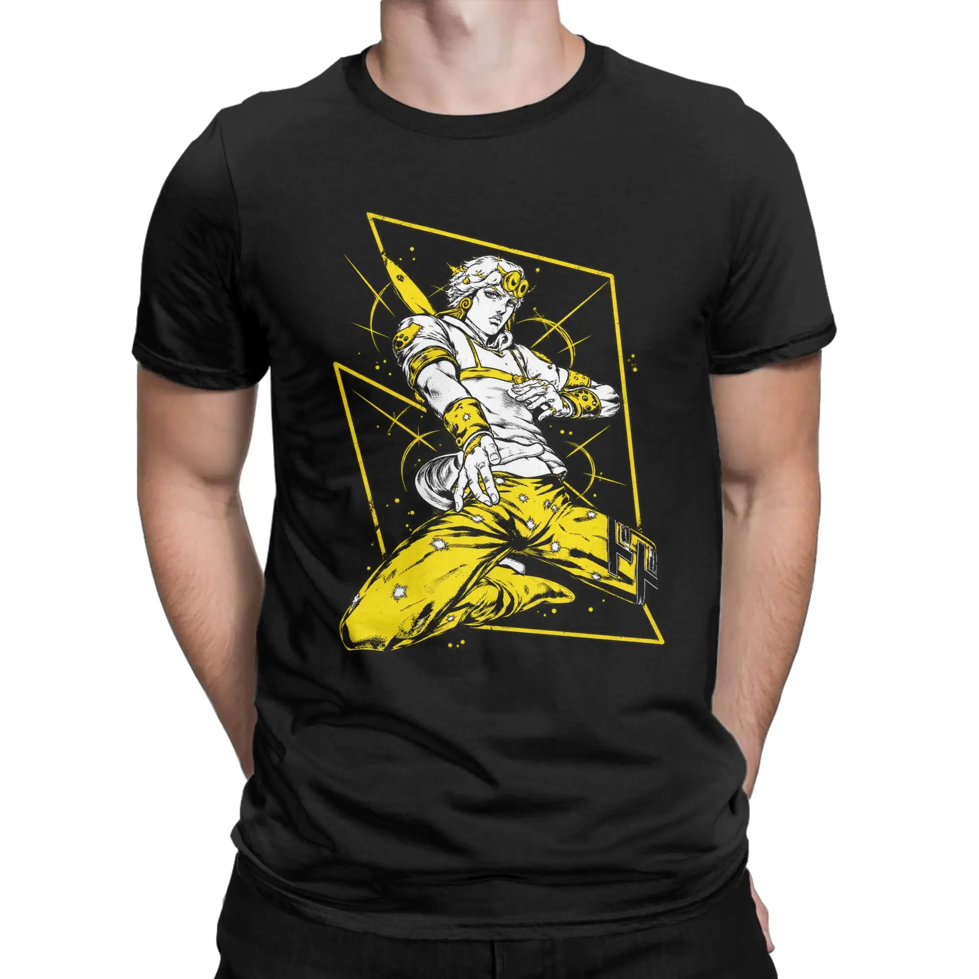 Men Jojo's Bizarre Adventure Caesar Zeppeli Warrior T-Shirts Cotton Tops Beach Awesome Short Sleeve T Shirt Round Neck Tshirt