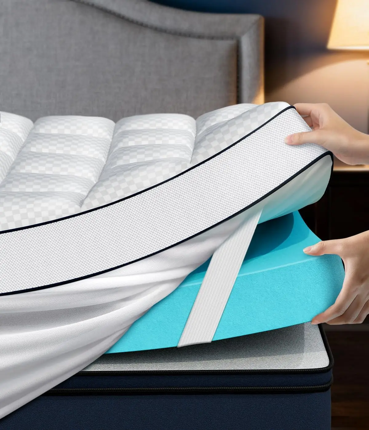 Dual Layer 4 Inch Memory Foam Mattress Topper Twin XL, Cooling Gel & Pillow Top for Back Pain Relief, CertiPUR-US Certified