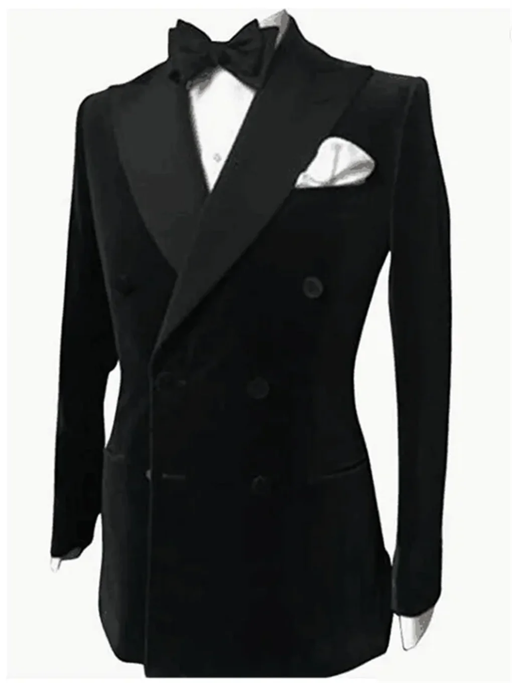 1Pieces Black Velvet Wedding Men Suits Blazer Business Groom Tuxedo Jacket Formal Costume Homme Party Double Breasted Only Coat