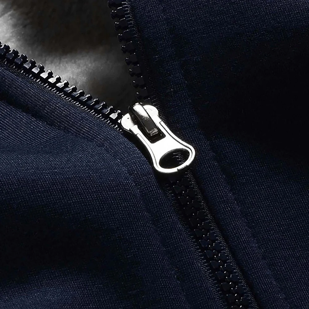 Men's Thicken Jacket Fleece Lining Winter Warm Hooded Coats Mens Windproof Full Zip Down Jackets Casual Outwear Sportswear