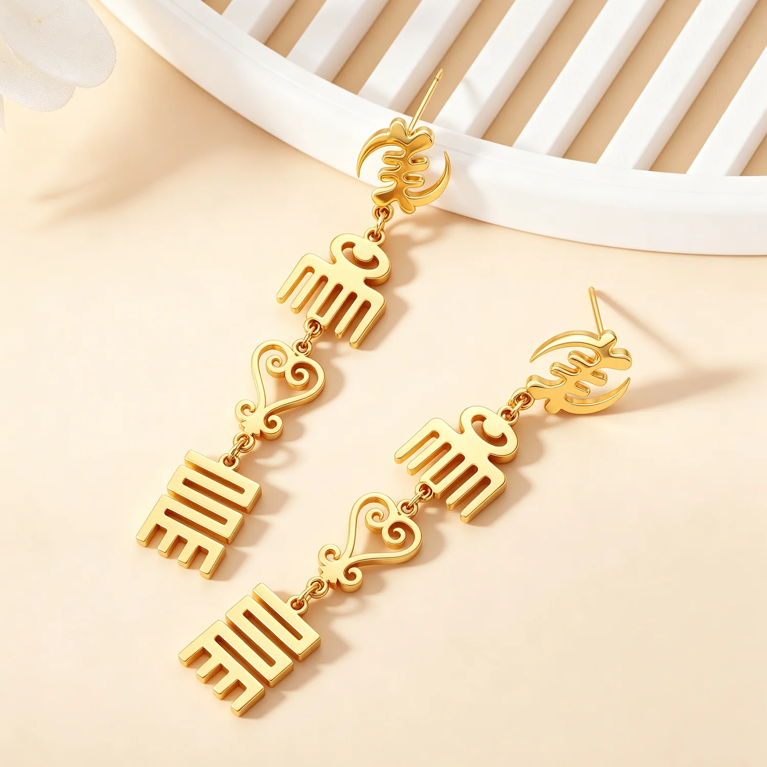 Pendientes Grandes con Símbolos Africanos Personalizados, Acero Inoxidable, Adinkra Gye Nyame Hyperbole, Pendientes Étnicos para Mujer, Regalo de Joyería de Ghana