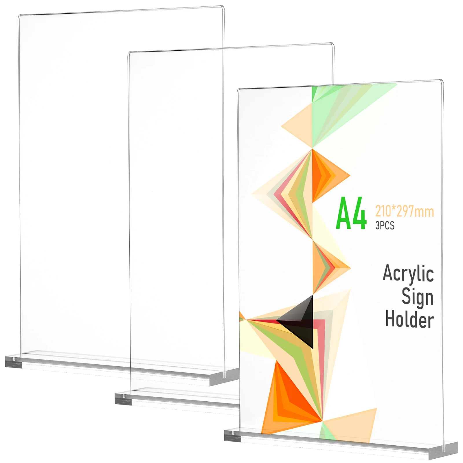 

3Pcs Clear Acrylic Table Sign Holders Durable Display Stands for Office Restaurant Menu Brochure Document Holders