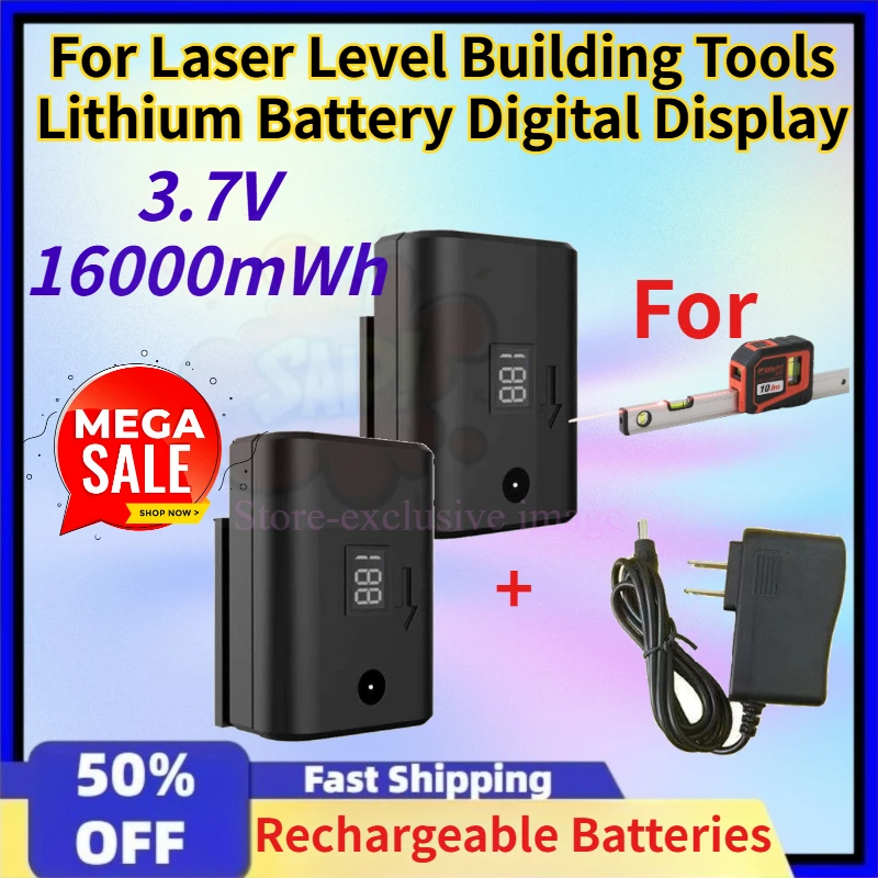 High quality 3.7V 16000mWh Rechargeable Battery for Laser Level Building Tools Lithium Battery Digital Display + charger