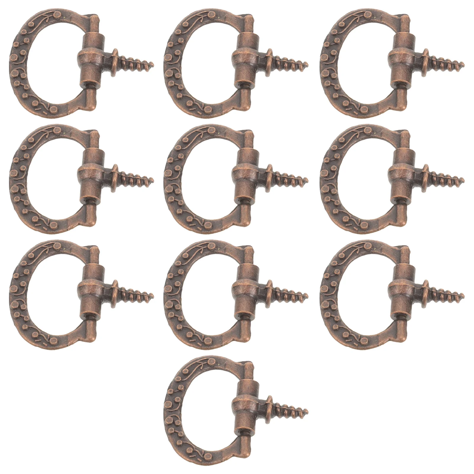 10 pçs mini rosca auto-roscante alça liga quadrado bronze caixa de jóias gaveta puxar anel decorativo casa superfície lisa puxa