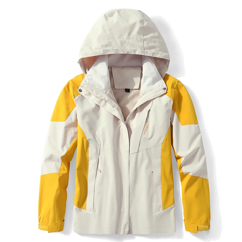 

New Men's and Women's Spliced Athletic Jacket with Detachable Hat, Windproof, Waterproof, and Versatile Jacket, Popular