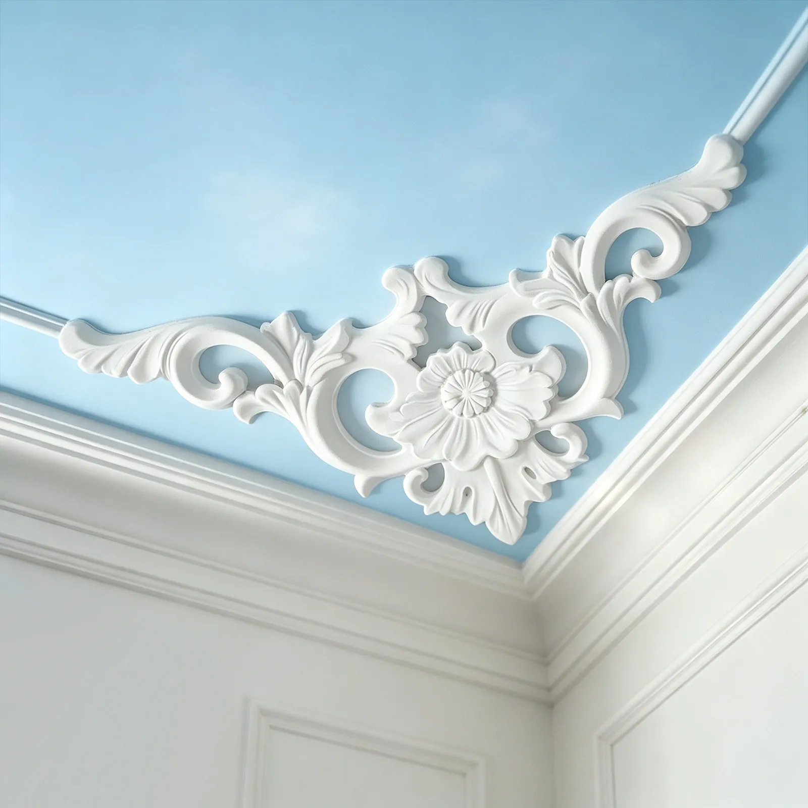 4Pcs Decorative Corner Applique Faux Plaster Rococo Ceiling Corners Molding Floral Furniture Onlay Vintage Wall Corner