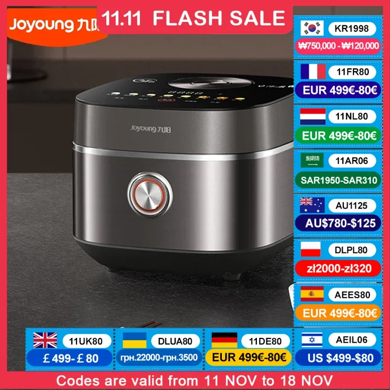 Joyoung Rice Cooker 3D Heating Healthy Diet Rice Cooking Pot 24H Timing 4L Stainless Steel Liner Low Sugar Rice 40N7