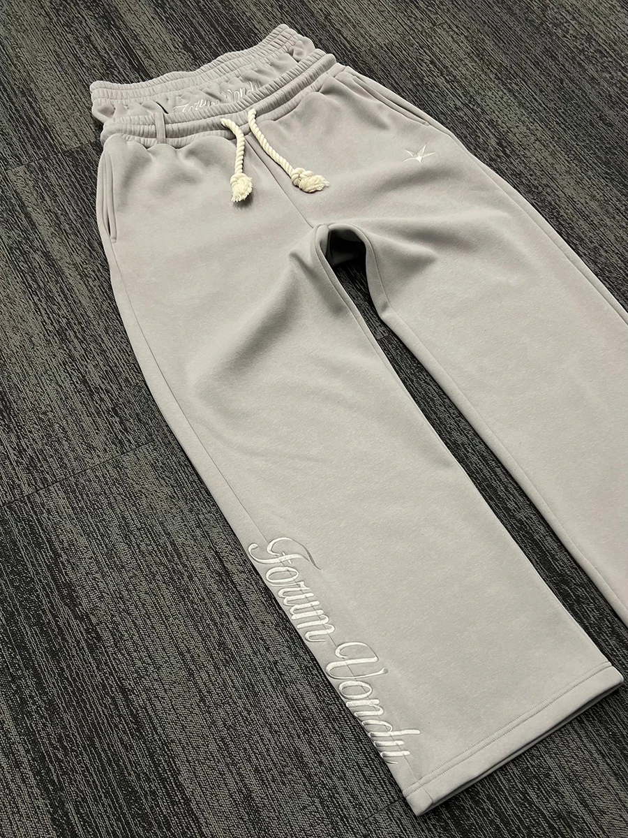 2025 Spring And Autumn New Style Casual Double Waist Pants Sports And Leisure Unisex Lettering Embroidered Straight-leg Trousers