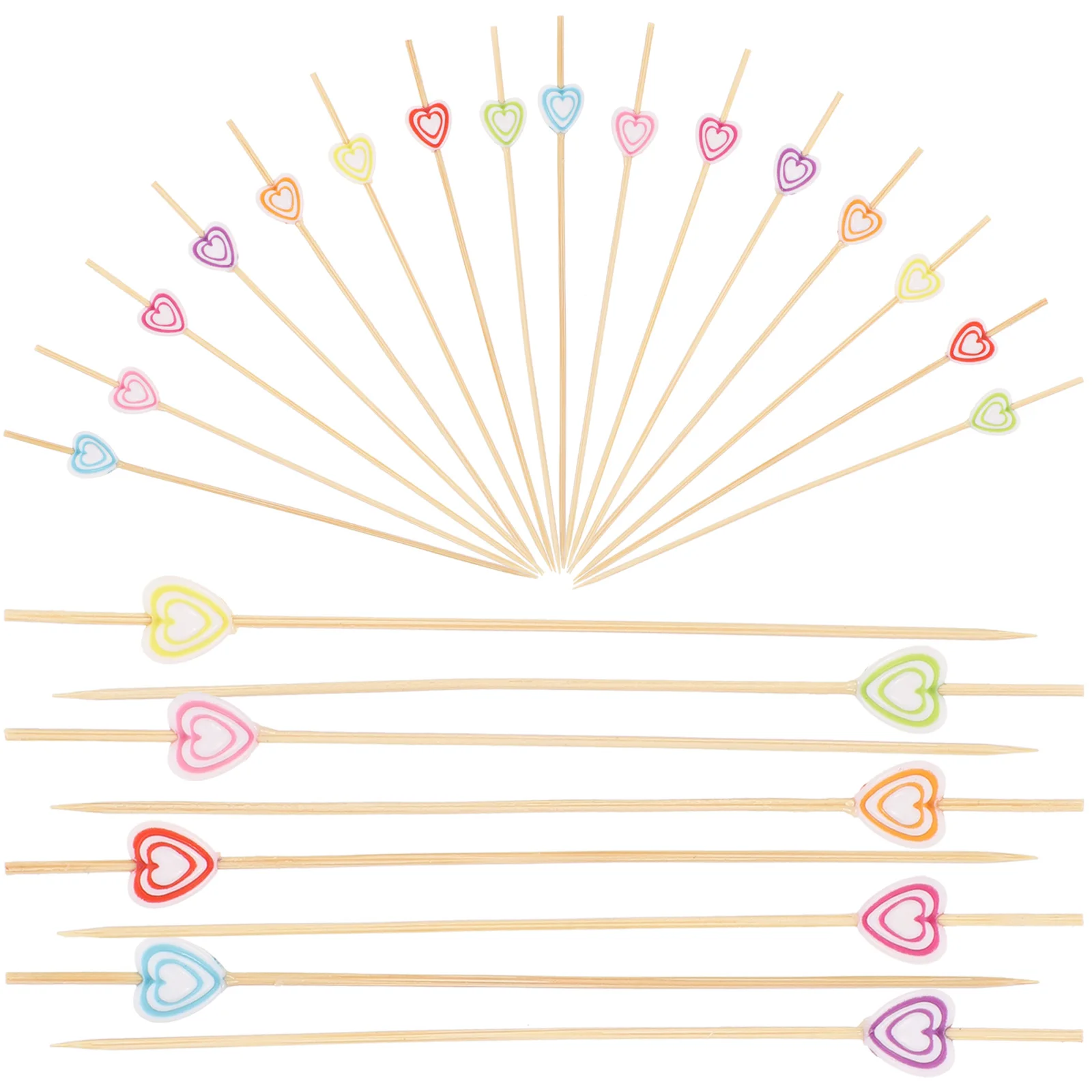

200Pcs Fruit Picks Cake Sticks Heart Shape Disposable Bamboo Cocktail Picks for Party Dessert Snack Appetizer Decorations
