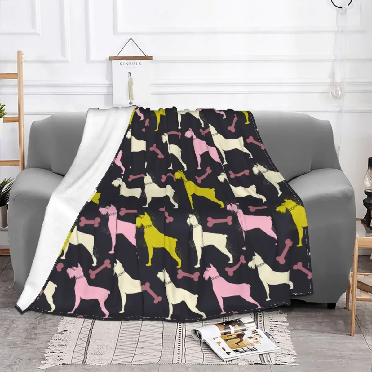 

Schnauzer Dog Plaid Baby Blanket Sofa Cover Fleece Print Animal Collage Soft Multi-function Throw Blankets for Home Office Quilt