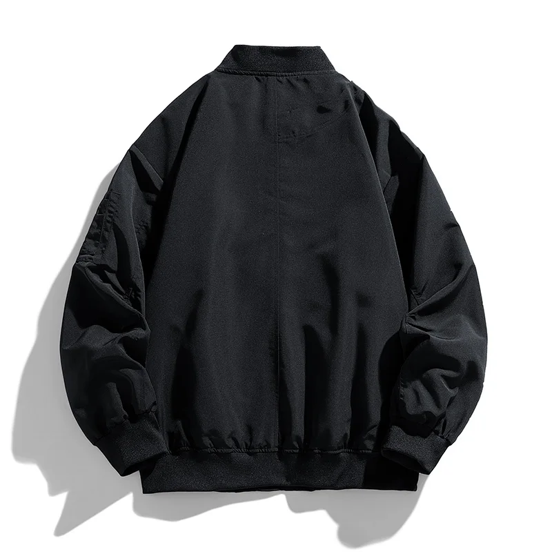 سترة طيران برقبة دائرية ملابس رجالية، نمط جديد للربيع والخريف والشتاء، قميص بيسبول فضفاض وغير رسمي