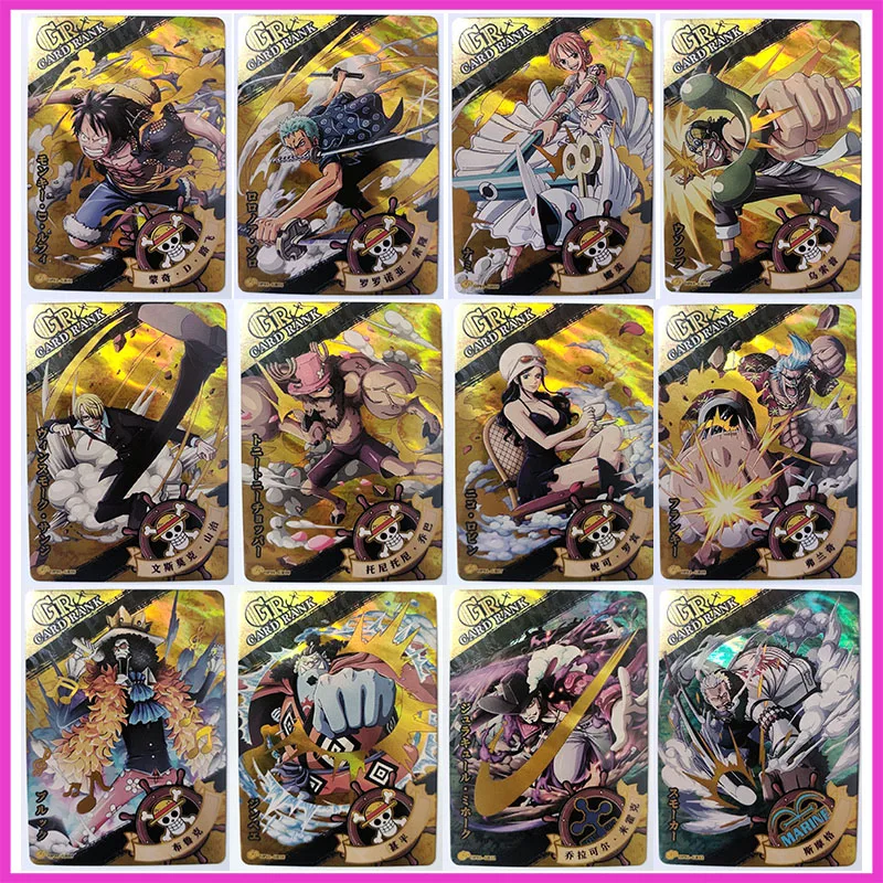 

Anime ONE PIECE Rare GR Game Cards Luffy Ace Crocodile Law Rosinante Smoker Toys for boys Collectible Cards Birthday Present