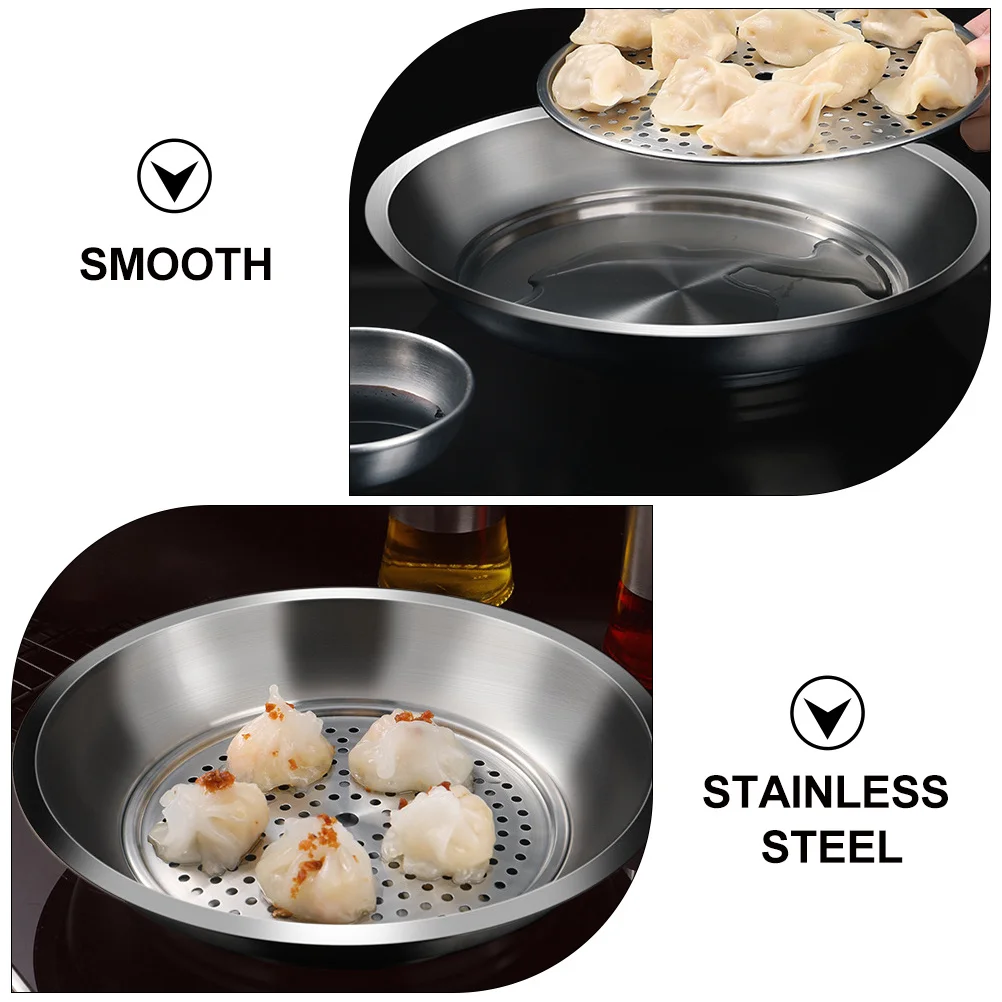 

Stainless Steel Dumpling Plate Smooth Multi-Purpose Kitchen Gadget For Home Hotel Restaurant Use Chip Food Serving Storage