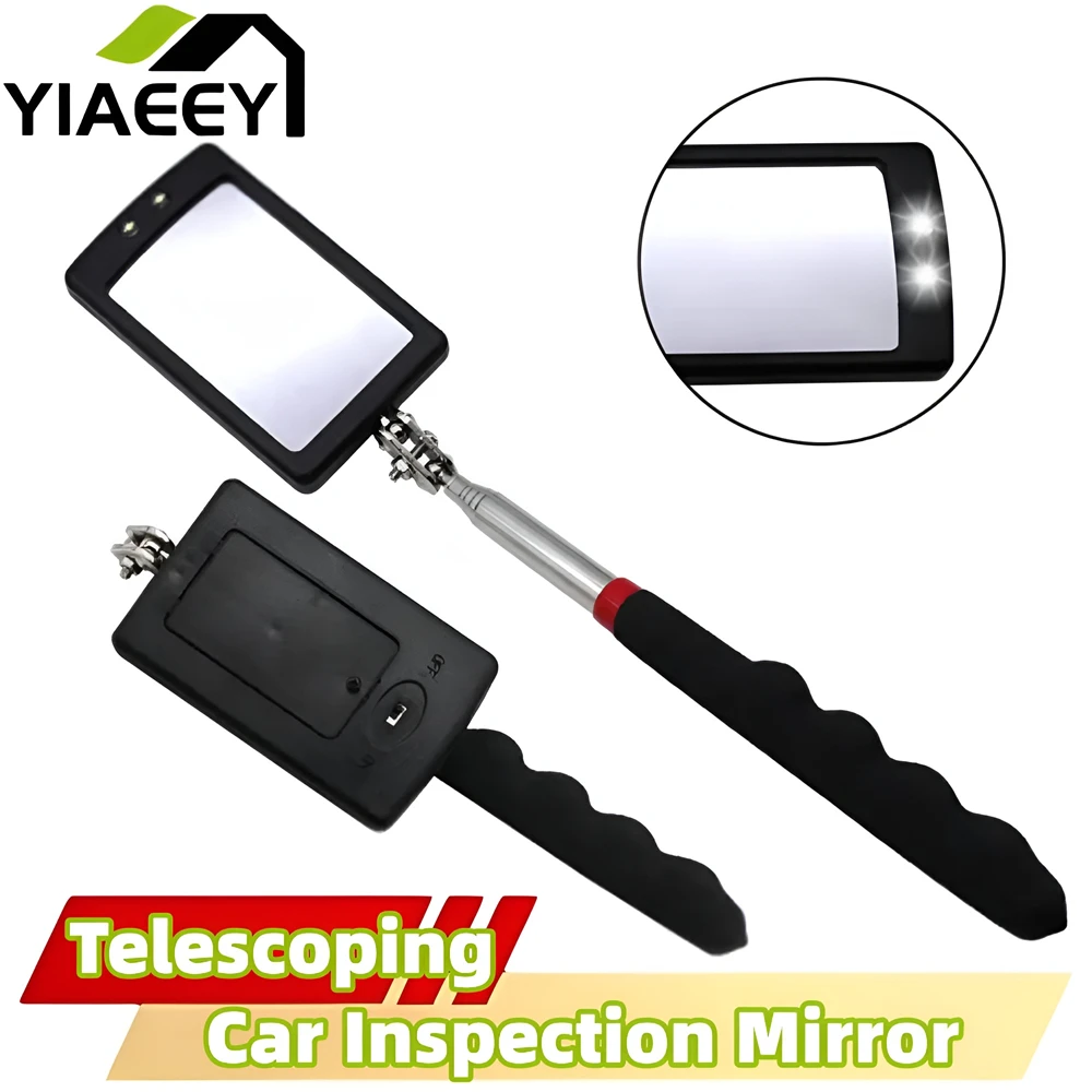 Telescoping Flexible Head Inspection Mirror Car Bottom with Light Adjustable Detection Mirror Magnification Inspection Mirror