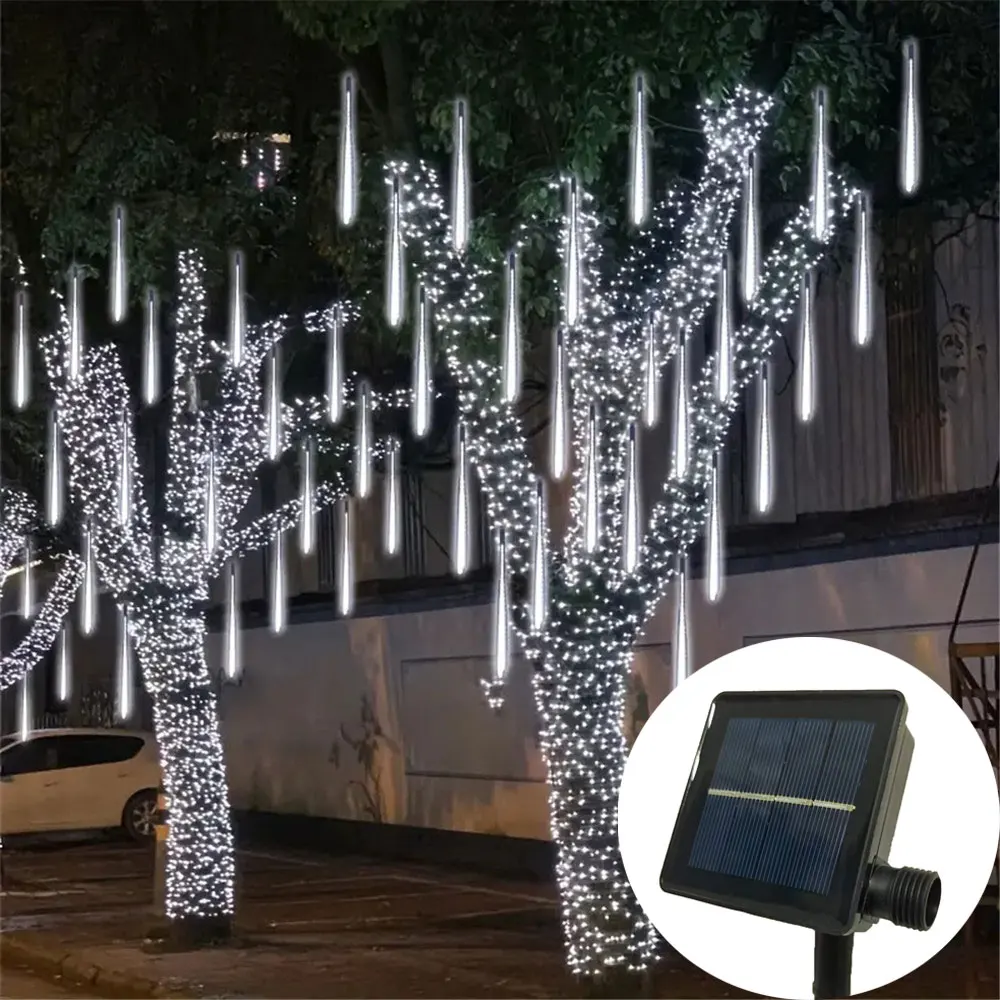 1 Pack Solar LED Meteor Shower Holiday String Light Waterproof Fairy Garden Decor Outdoor Street Garland Christmas Decoration