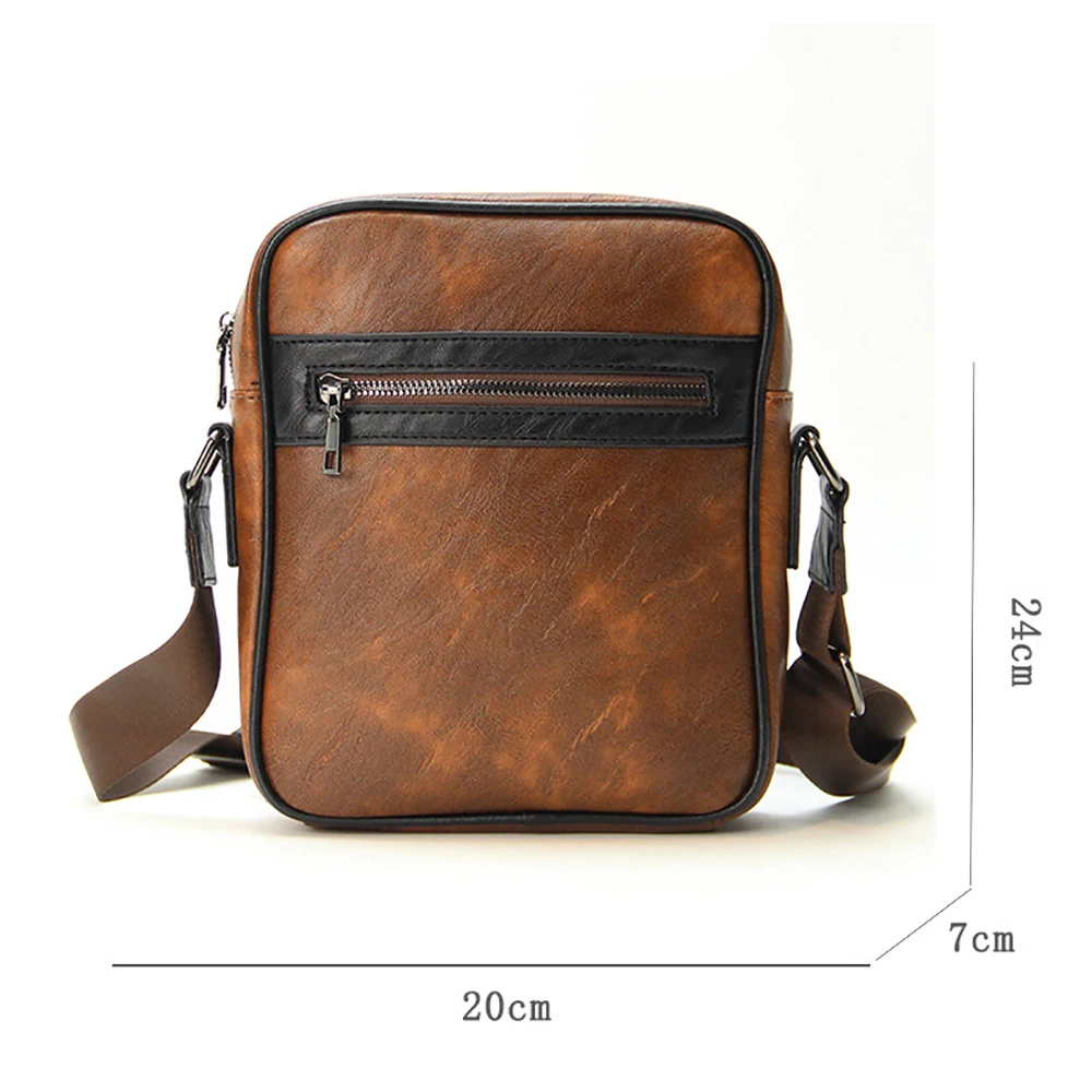 Shoulder Bags Men PU Brown Patchwork Black Pillow Shaped Phone Hasp Crossbody Bag
