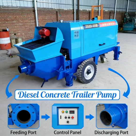 

YG Customized Factory Equipment Manufacturer Small Mini Concrete Pump Machine With Pipe Hose Portable Trailing