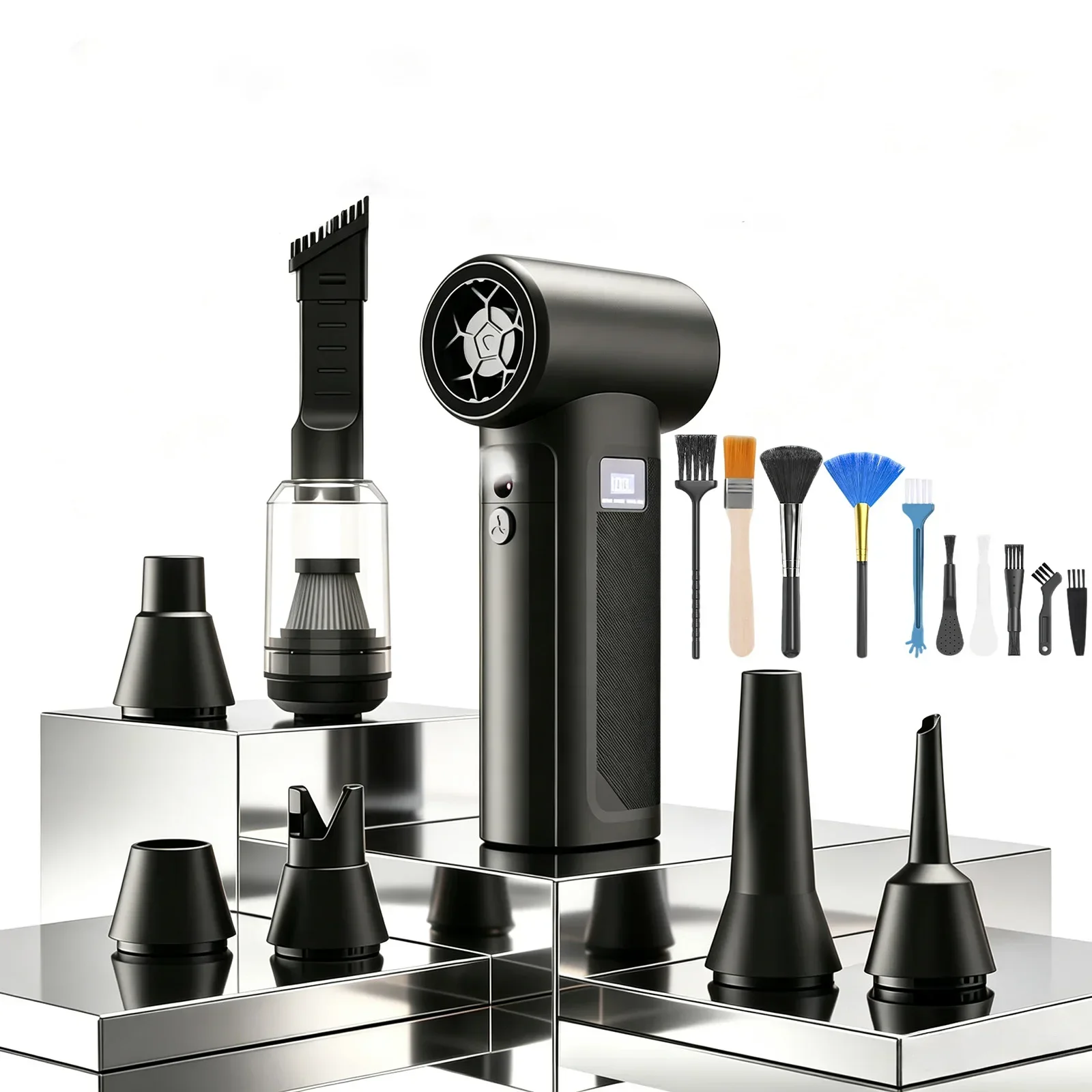 Mini ventilateur turbo 90000 tr/min, souffleur à jet, pression d'air 100g, rechargeable, dépoussiéreur et aspirateur 2 en 1 avec 6 buses pour voiture, canapé, clavier