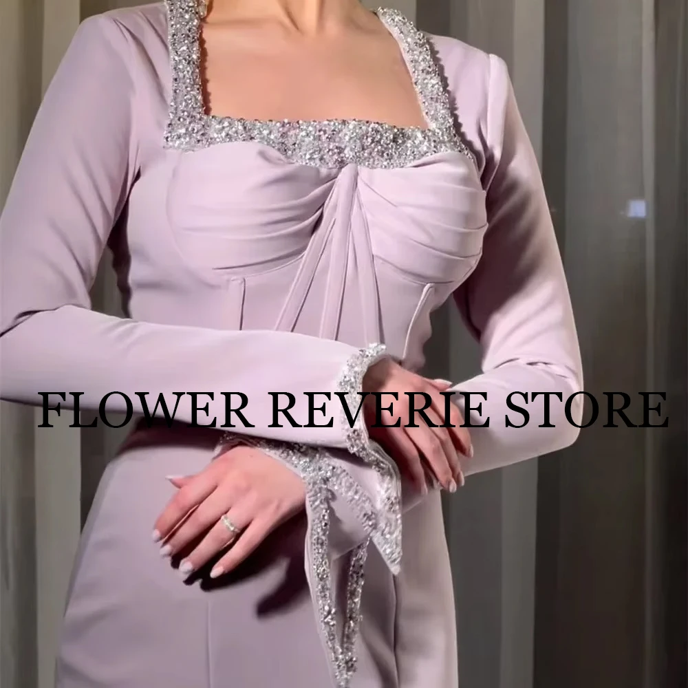 Dostosowane suknie wieczorowe Wysokiej jakości formalne klasyczne wykwintne wzór z dżerseju Frezowanie Kolumna Kwadratowy dekolt Długie sukienki Proste