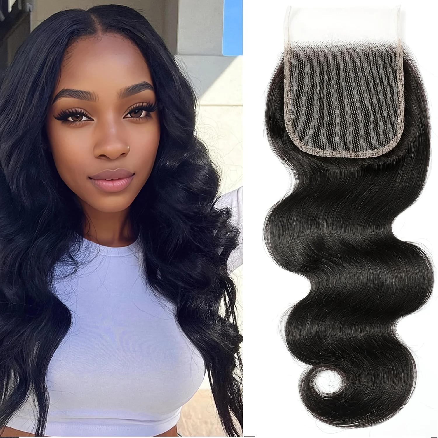 

Объемная волна, кружевная застежка 4x4, прозрачная кружевная застежка, человеческие волосы для женщин, кружевная застежка 10-24 дюйма