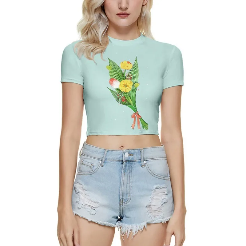 Haut court en forme de petit renard endormi, tenue décontractée, Dopamine, Style de rue, coupe confortable, t-shirt court, vêtements Kawaii, été