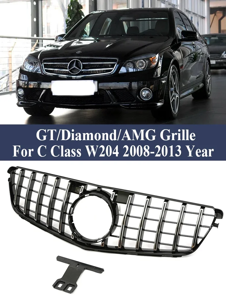 ¡Presentamos! Para Mercedes Benz Clase C W204 parrilla automática Panamericana GT diamante AMG rejilla C180 C200 C300 C350 2008-2013