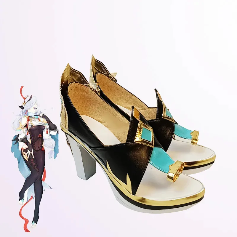 New Genshin Impact Shenhe Cosplay Shoes Bots Custom Made Halloween Carnival