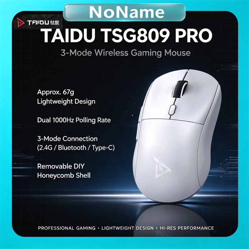 TAIDU TSG809PRO Wireless Gaming Mouse 67g Lightweight Dual 1000Hz DIY Shell WCG Edition Mouse 2.4G Bluetooth Type C Tri Mode