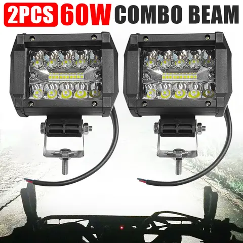 Paquete de 2/4 barra de luz LED de trabajo para coche de 60W, barra de luz LED a prueba de polvo, barra de luz auxiliar externa de alto brillo vehículos de 12V