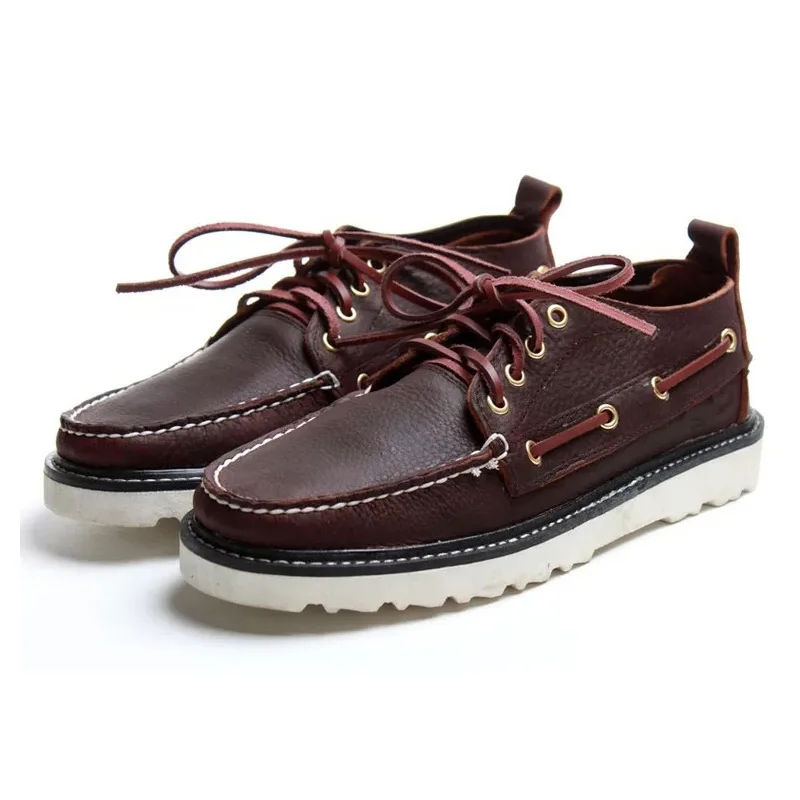Men Boat Shoes Genuine Leather Driving Shoes New Classic Design Loafers Men Genuine Leather Casual shoes Ankle Boots46 Lace up