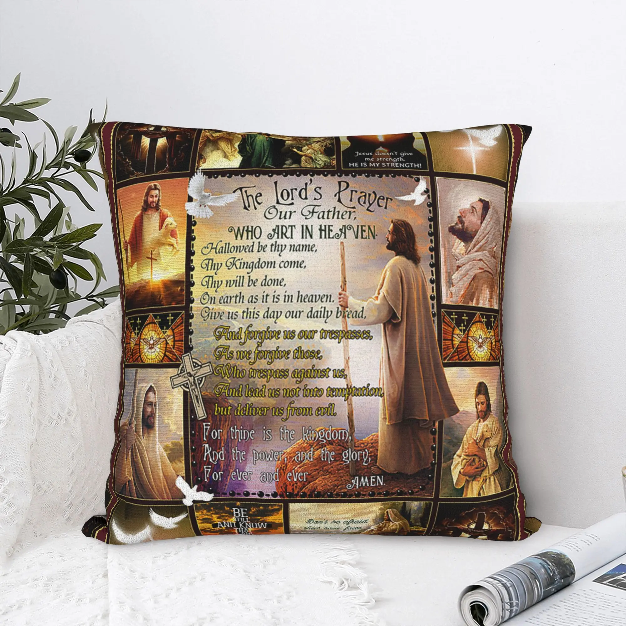 Christian Jesus Christ Square Pillow Case Holy Spirit Cushion Covers Funny Polyester Decor Pillowcase for Home 40x40cm