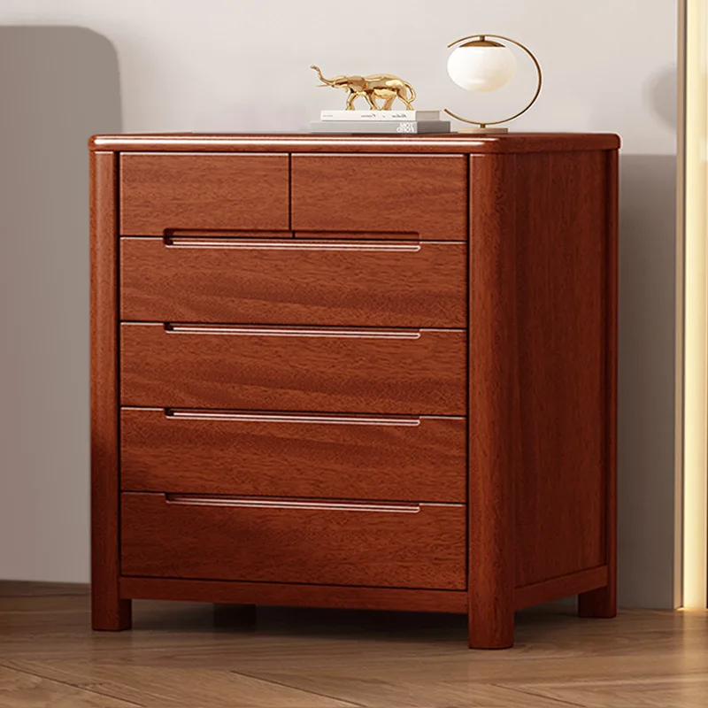 All solid wood six-chest cabinet five-chest cabinet walnut bedside table