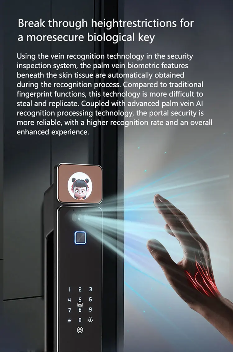 STLF Digital Security Lock 3d Face Recgonistion Palm Vein Tuya Wifi Smart Door Lock With Intercom  and Fingerprint