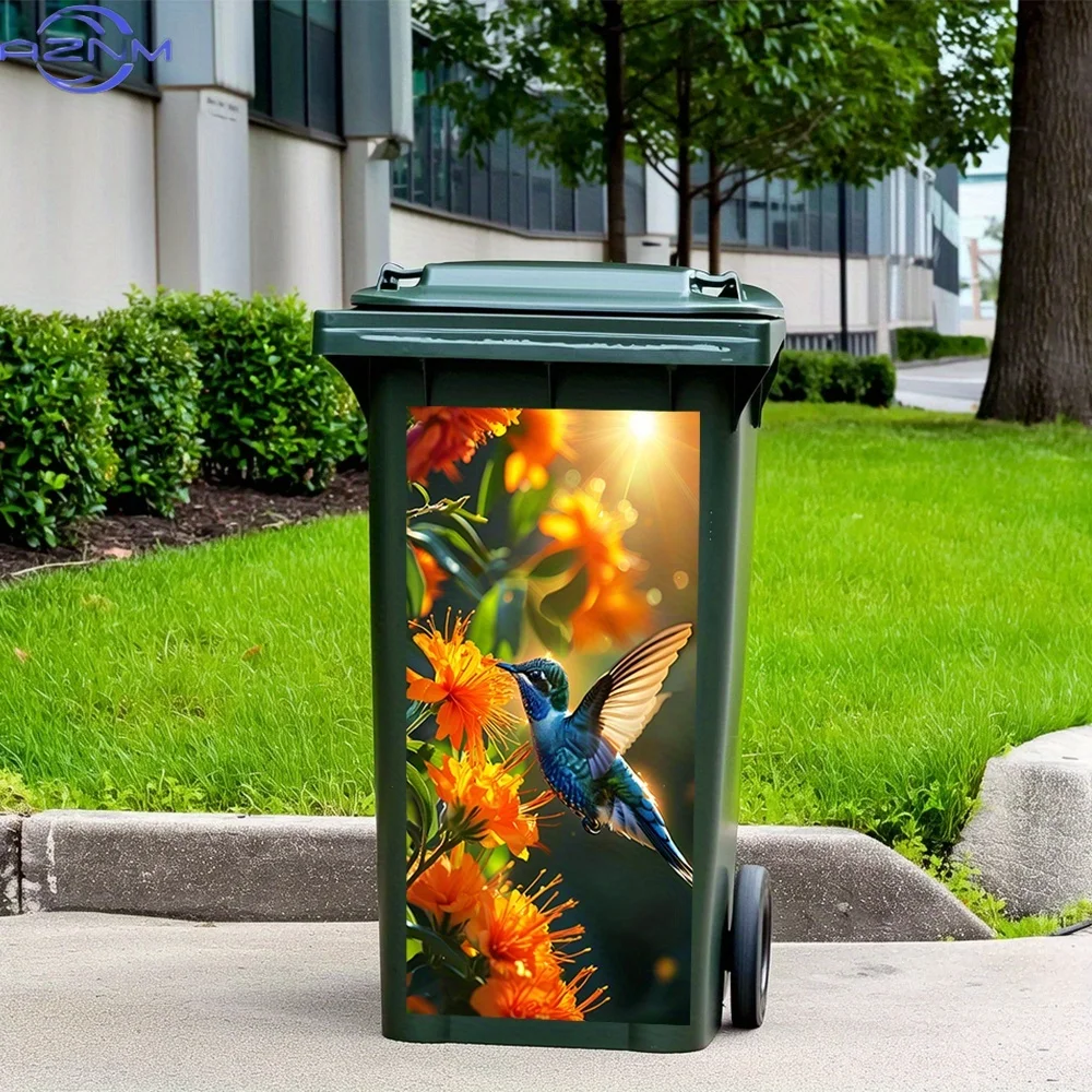 1pc of a Hummingbird Surrounded by Orange Blossoms in Sunlight - a Waterproof And Removable Sticker for Trash Cans, Walls, And