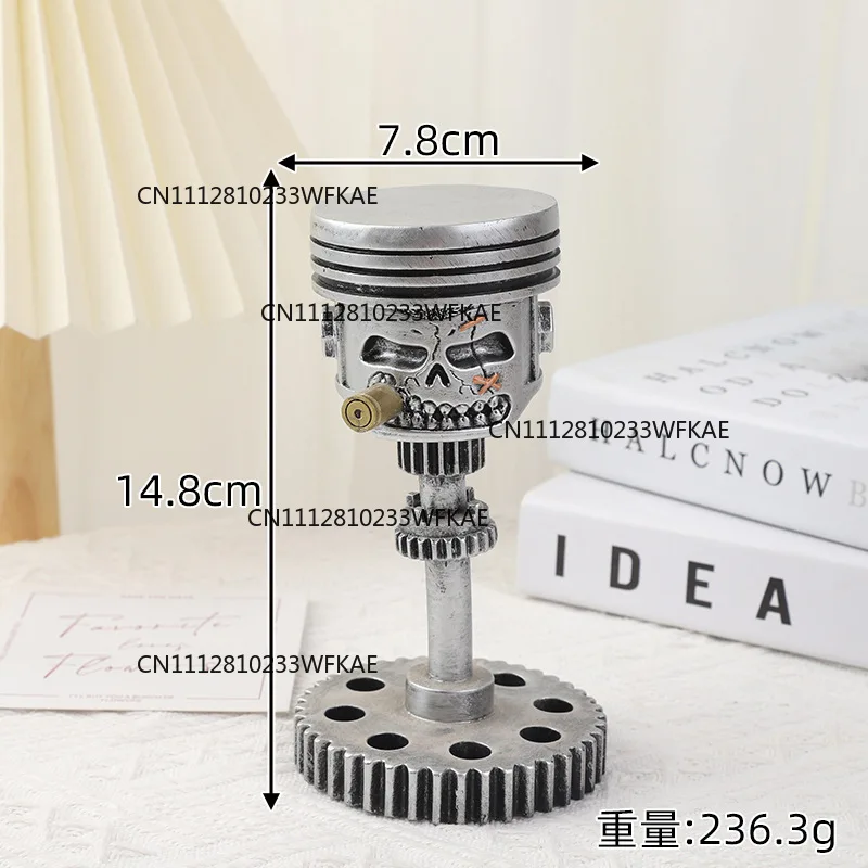 PistonSkullFaceSculpture Piston Skull Face Sculpture Resin Gear Ornament