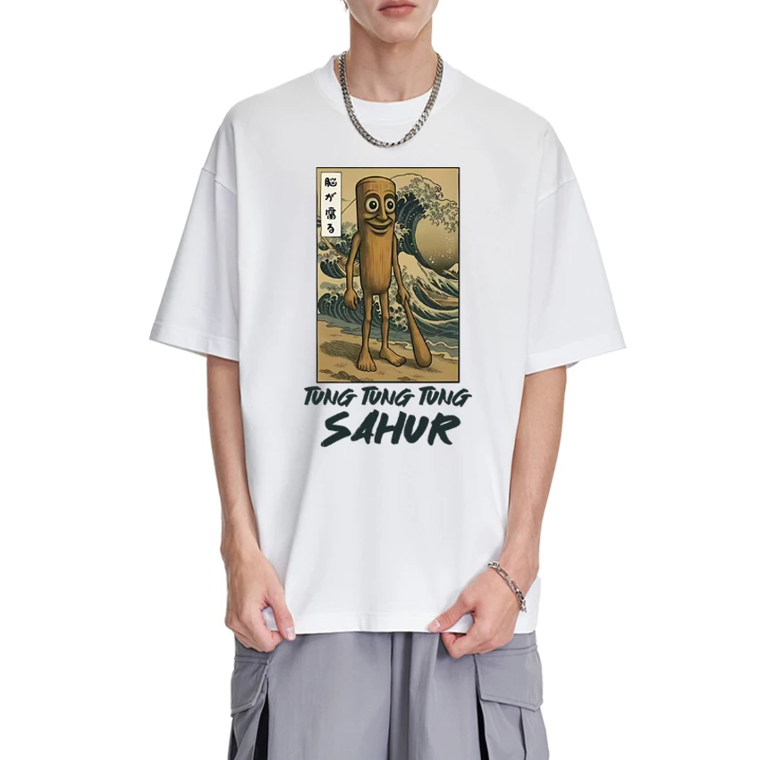 

2025 Harajuku Tung Tung Sahur T shirts Men Women Funny Baseball Bat Italian Brainrot Meme Top Unisex Cotton short sleeve T-shirt