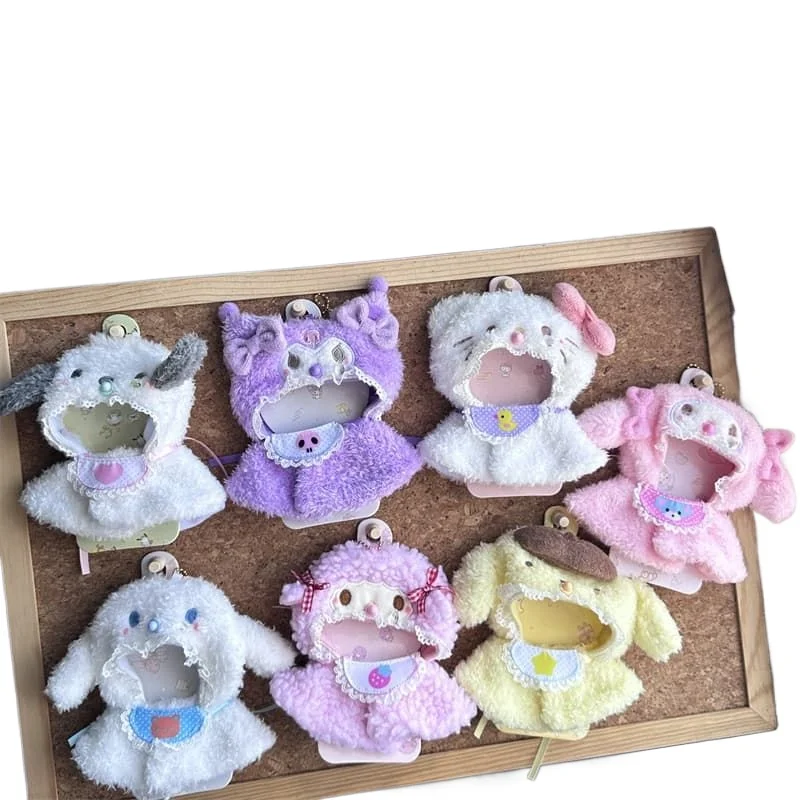 

Sanrio Doll Changes Clothes Kawaii Anime Hello Kitty Kuromi Melody Cinnamoroll Doll Cape Cute Cartoon Stuffed Doll's New Clothes