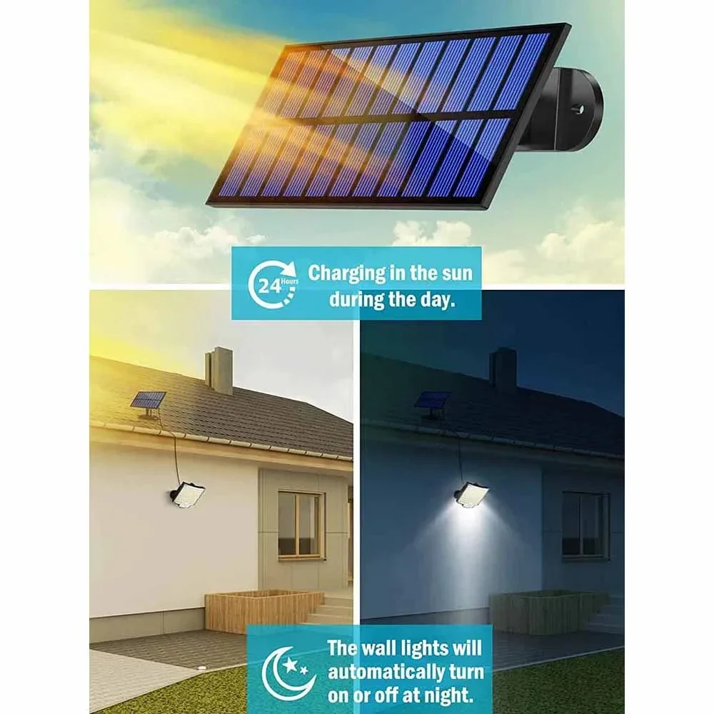 106 LED Solar Motion Light Outdoor Separate Panel Solar Flood Lights 4 Working Modes for Garden Garage Waterproof Wall Lights