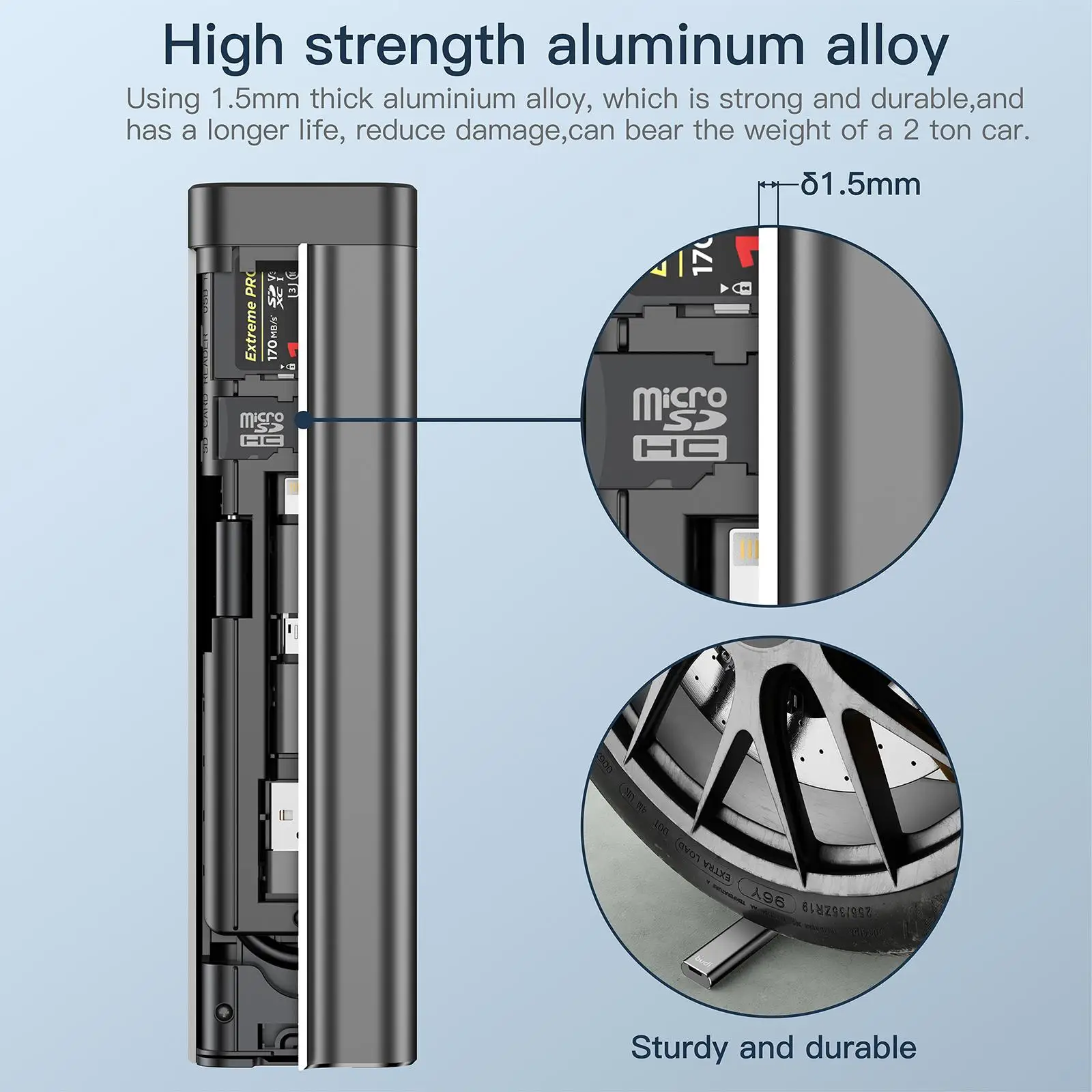BUDI Multi-function Smart Adapter Card Storage Data Cable USB Box Universal Card Reader For IPhone Capacity512GB