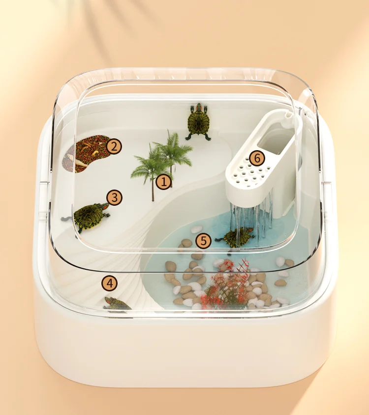 Household turtle tank, ecological dedicated lazy tabletop, small sun drying table, fish tank, water and land breeding tank 220V