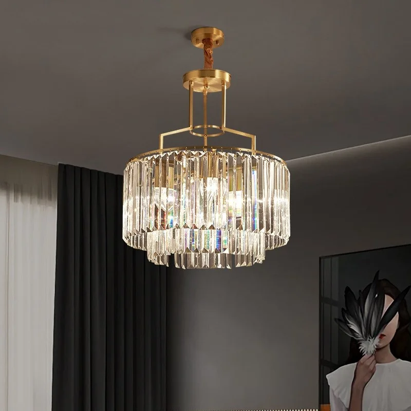 

Post-modern Nordic Simple Copper Crystal Chandelier Living Room Restaurant Warm Bedroom Hotel Light Luxury Lamp Crystal Lamp