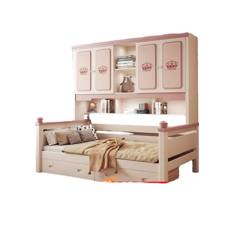 

All solid wood wardrobe bed, integrated tatami mat girl, princess bed, small apartment, multi-functional economy,