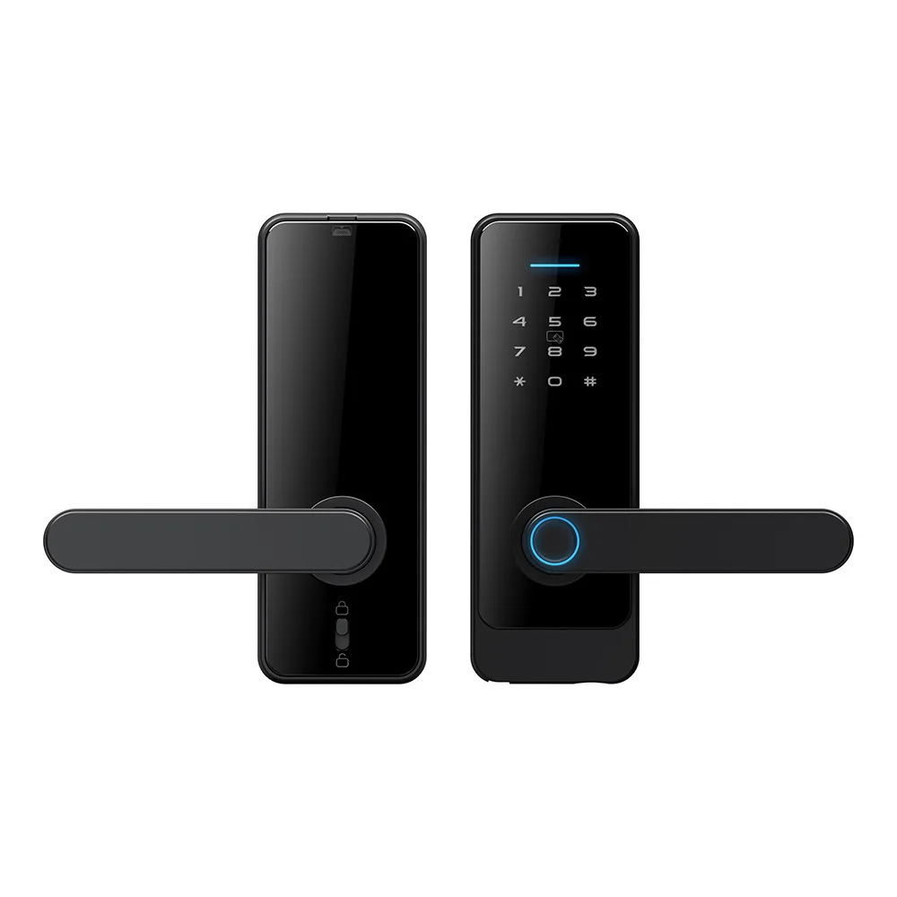 

One-click fingerprint password smart lock wooden door aluminum alloy indoor home graffiti design WiFi network cloud data
