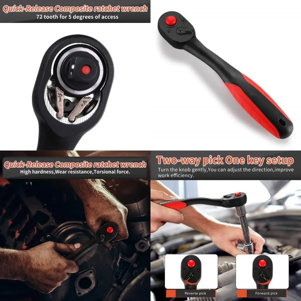 M7DA 3piece Ratcheting Llave Conjunto rotaciones bidireccionales 72 Precisos Dientes Many Diseño Construcción acero