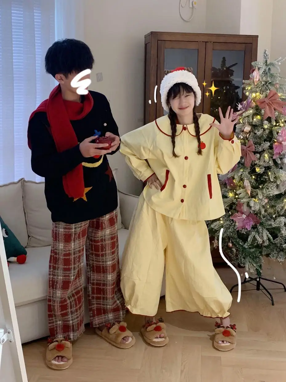 男性と女性のためのクリスマストナカイファースリッパ,秋,冬,家庭,カップル,滑り止め,かわいい,綿