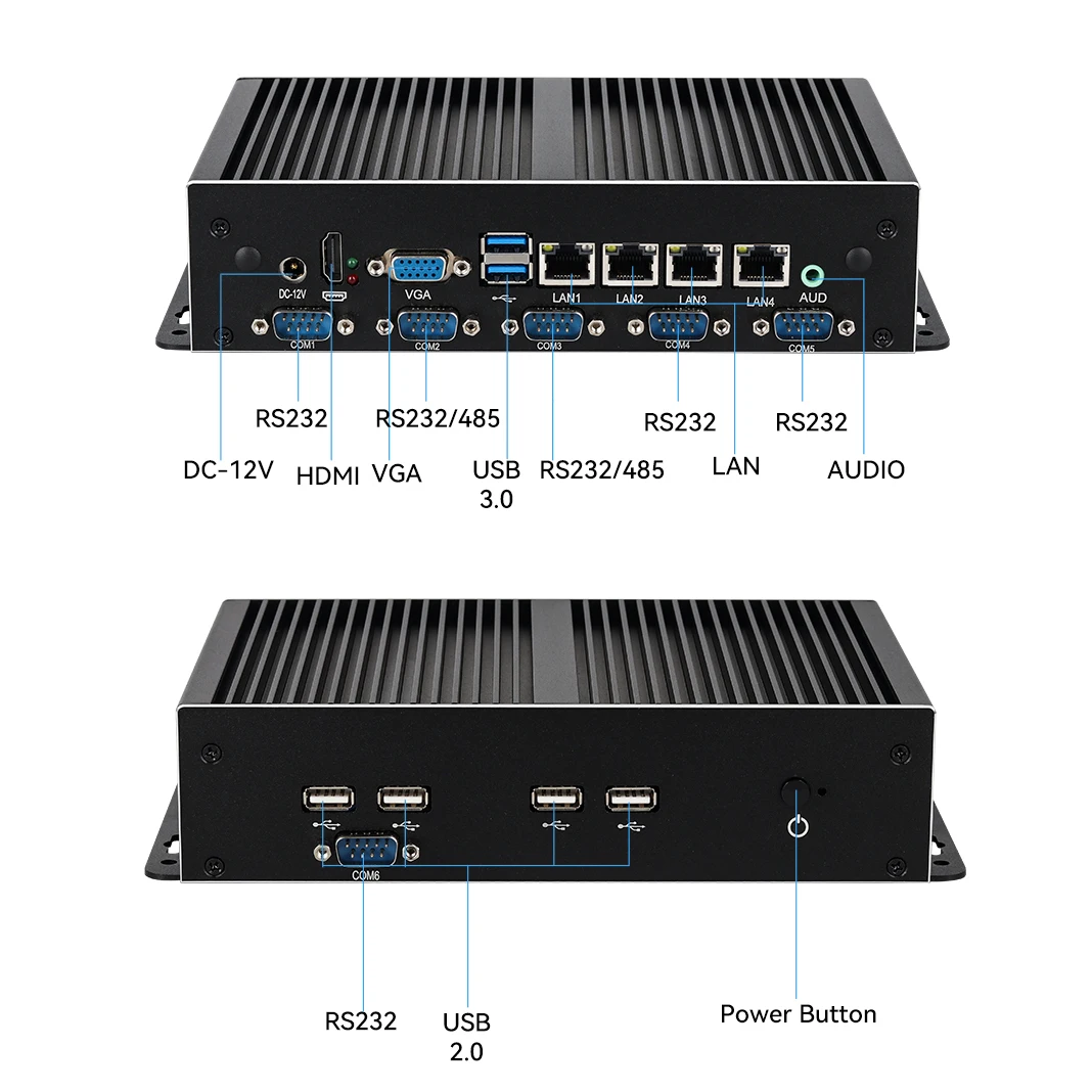 Imagem -02 - Mini pc Fanless Industrial I74600u Ethernet do Gigabit 4x com 6x Rs232 Rs485 Lvds Gpio 4g Lte Entalhe Wifi Windows Linux