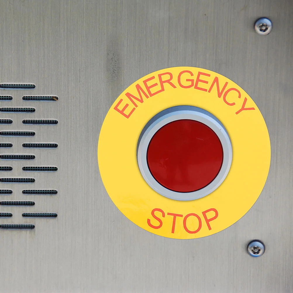 2 Pcs Label Emergency Stop Equipment Sticker Applique Sign Pvc Warning Stickers Decal
